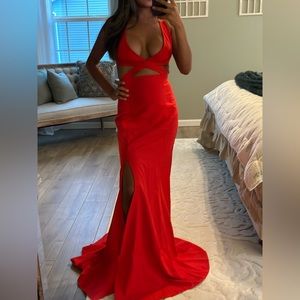 Gorgeous cross low cut red dress